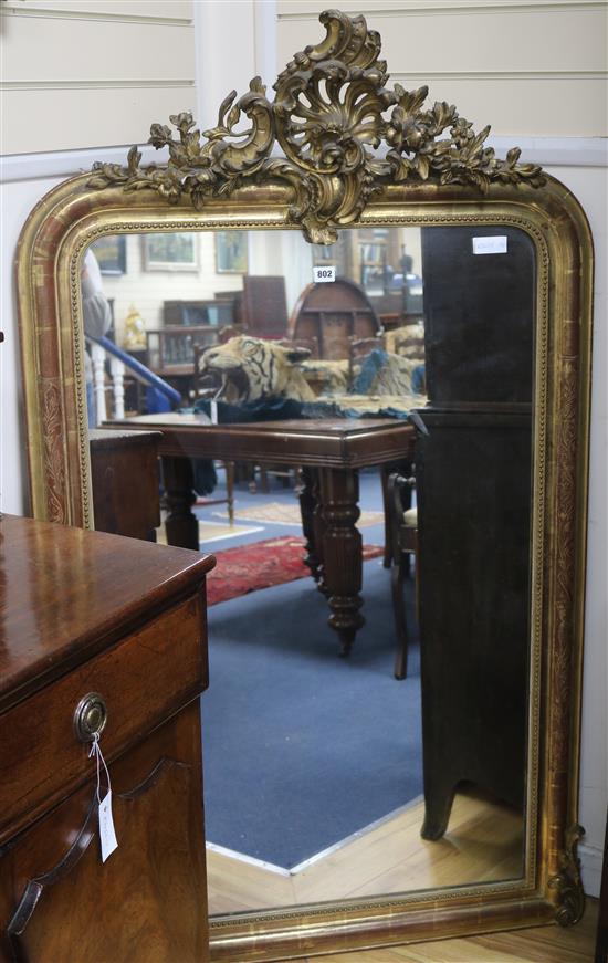 A Victorian gilt gesso frame wall mirror H.153cm, W.93cm